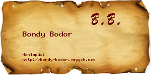 Bondy Bodor névjegykártya